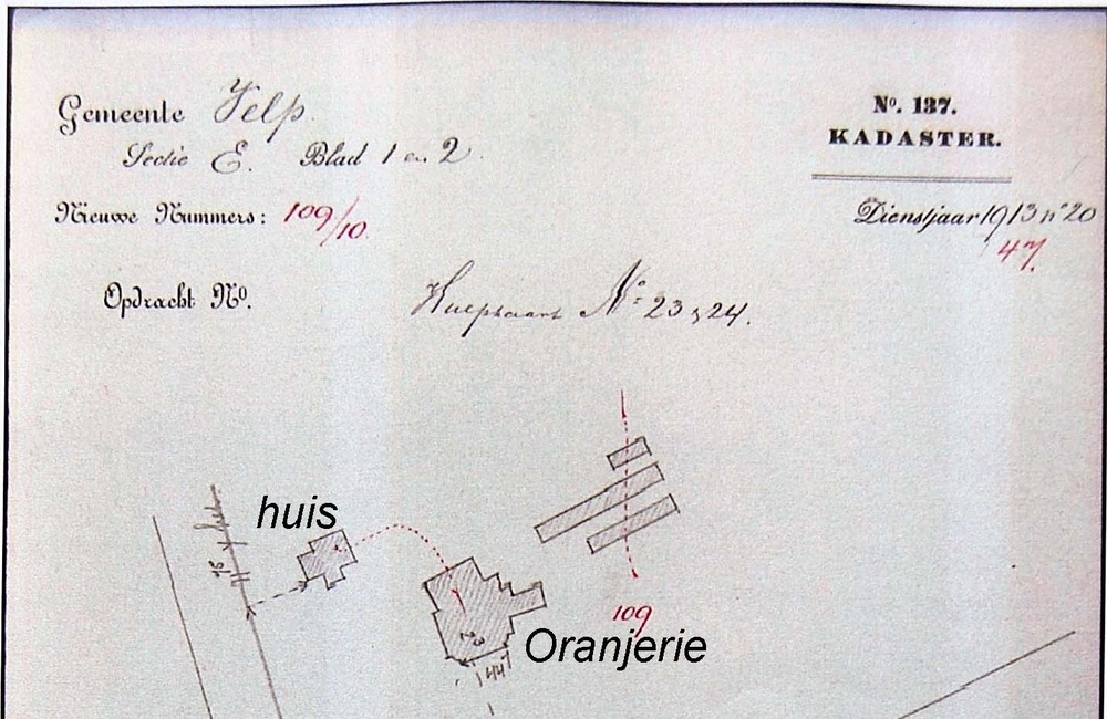 Kadaster kaart met tennisbaan - 1913