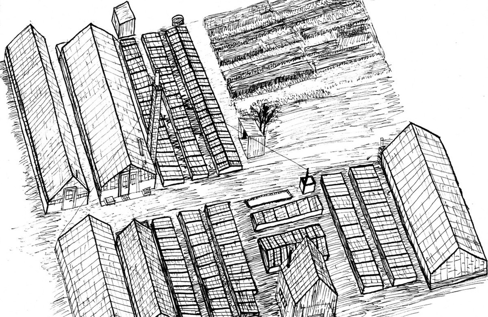 Tekening van de kwekerij - ca 1960
