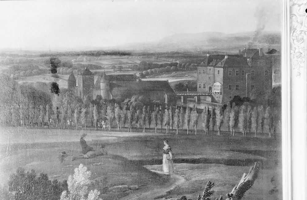 Detail reproductie van schilderij kasteel oude toestand (1965)