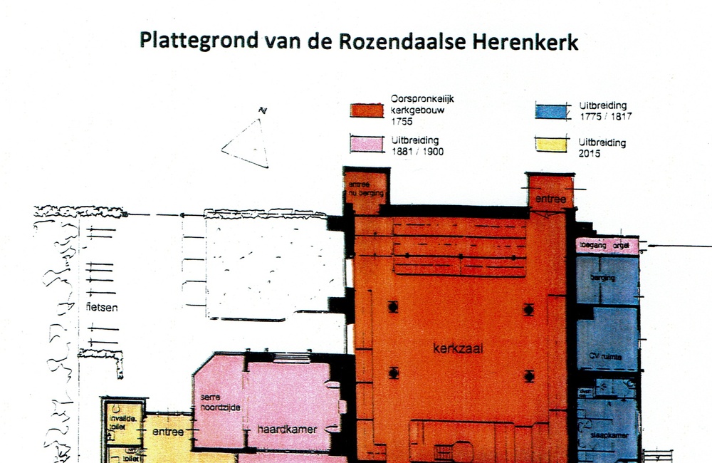 Plattegrond kerk met diverse bouwfasen