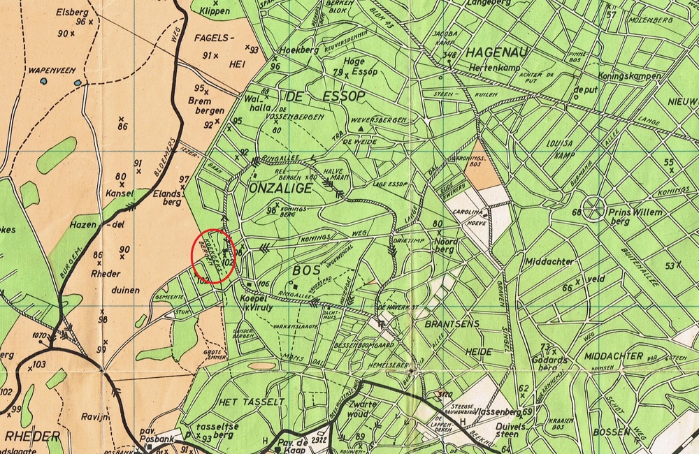 Kaartje uit 1935 met Koekoeksbergen