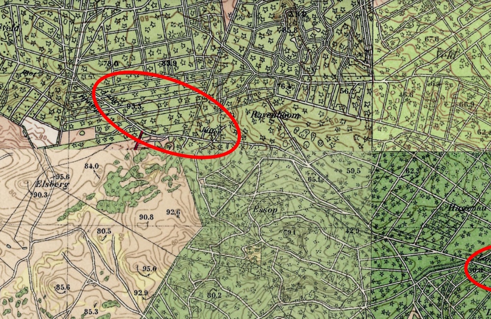 Kaartje uit 1935 met de Lange Juffer westzijde