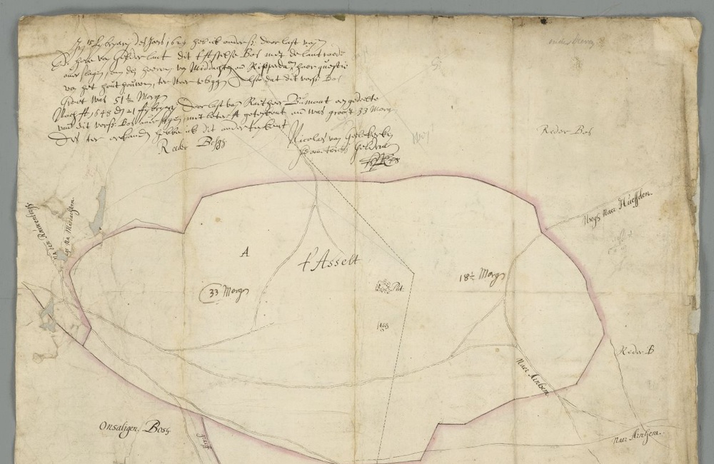 "t Asselt op oude kaart - 1648
