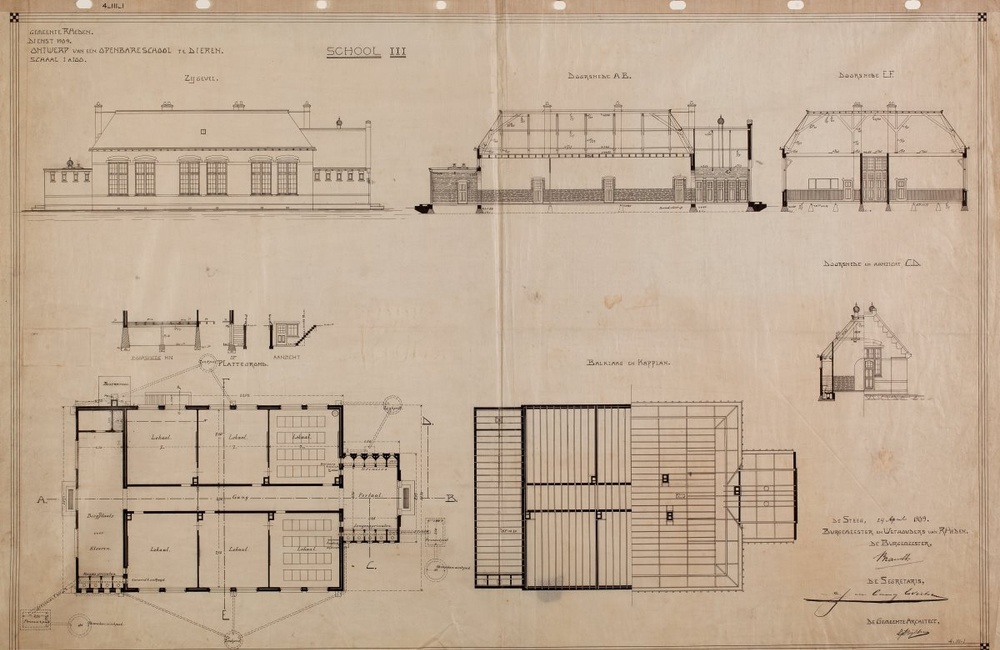 School 3, bouwtekening - 1909
