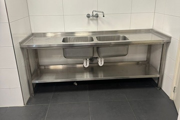 Afbeelding van Wasbak dubbel rvs 224x70cm